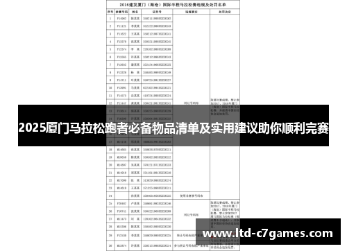 2025厦门马拉松跑者必备物品清单及实用建议助你顺利完赛