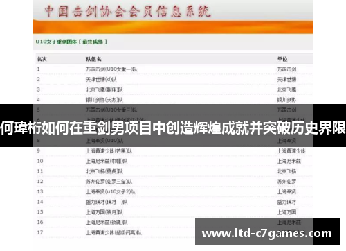 何瑋桁如何在重剑男项目中创造辉煌成就并突破历史界限